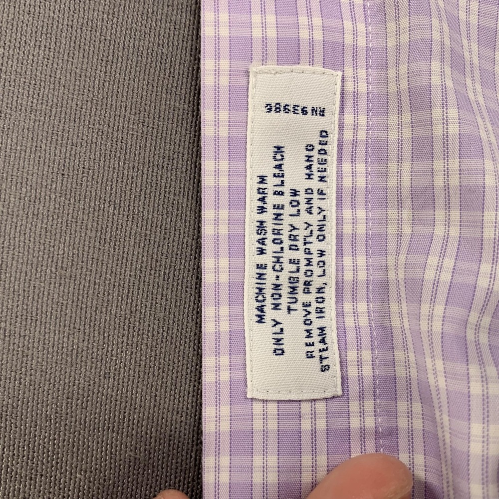 Brooks Brothers Shirt Mens 16.5 34 Purple Check Regent Non-Iron Supima Cotton - Picture 9 of 14